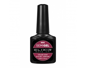 Elixir semigel uv/led, Ημιμόνιμο βερνίκι no866, Μεταλλικό Μπορντό, 8ml