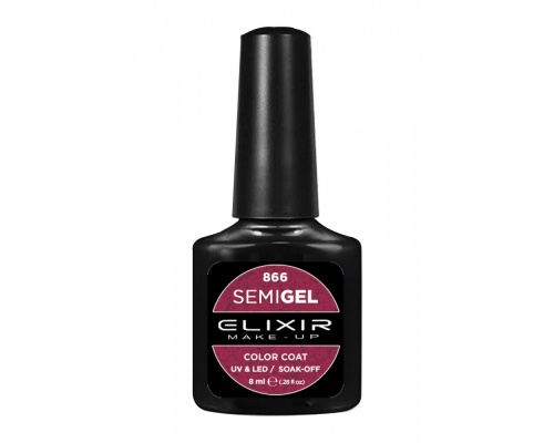 Elixir semigel uv/led, Ημιμόνιμο βερνίκι no866, Μεταλλικό Μπορντό, 8ml Elixir semigel uv/led, Ημιμόνιμο βερνίκι no866, Μεταλλικό Μπορντό, 8ml