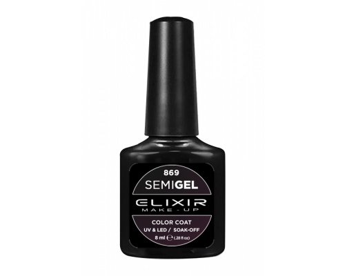 Elixir semigel uv/led, Ημιμόνιμο βερνίκι no869, Mαύρο, 8ml Elixir semigel uv/led, Ημιμόνιμο βερνίκι no869, Mαύρο, 8ml