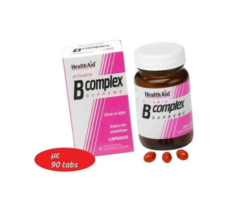 Health Aid Vitamin B Complex Supreme 90 tablets, Συμπλήρωμα Διατροφής για το μεταβολισμό και την υγεία του νευρικού συστήματος Health Aid Vitamin B Complex Supreme 90 tablets, Συμπλήρωμα Διατροφής για το μεταβολισμό και την υγεία του νευρικού συστήματος