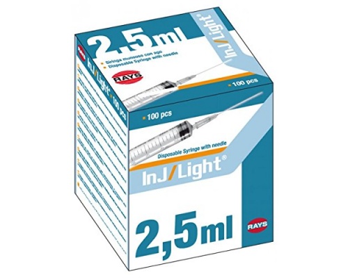Σύριγγες Rays asu ενσωματωμένη 2.5ml 22G 100 τεμάχια  Σύριγγες Rays asu ενσωματωμένη 2.5ml 22G 100 τεμάχια