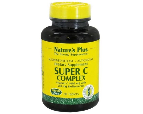 Nature's Plus Super C Complex, Vitamin C 1000mg με 500mg Βιοφλαβονοειδή Λεμονιού, 60 κάψουλες 