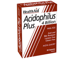 Health Aid Acidophilus Plus 4 Billion Vegetarian Capsules Προβιοτικά, φιλικά βακτηρίδια για την υγεία της εντερικής χλωρίδας 30s