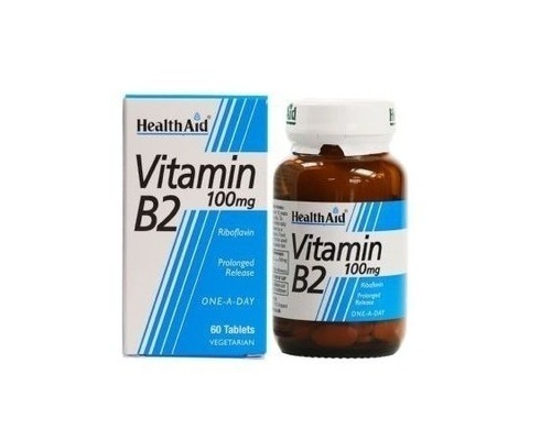 Health Aid Vitamin B2 100mg απαραίτητη για το σχηματισμό ερυθρών αιμοσφαιρίων, για το μεταβολισμό των λιπών 60tabs  Health Aid Vitamin B2 100mg απαραίτητη για το σχηματισμό ερυθρών αιμοσφαιρίων, για το μεταβολισμό των λιπών 60tabs
