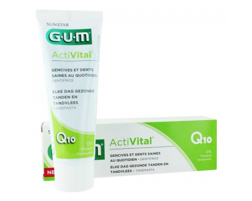 GUM 6050 Activital Q10 Toothpaste Καθημερινή προστασία των ούλων και δοντιών χάρη στα αντιοξειδωτικά Q10 & Ρόδι 75ml  