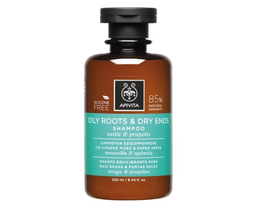 Apivita Oil Roots & Dry Ends Σαμπουάν Εξισορρόπησης για Λιπαρές Ρίζες & Ξηρές Άκρες, με Τσουκνίδα & Πρόπολη, 250ml   Apivita Oil Roots & Dry Ends Σαμπουάν Εξισορρόπησης για Λιπαρές Ρίζες & Ξηρές Άκρες, με Τσουκνίδα & Πρόπολη, 250ml