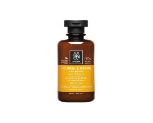 APIVITA Nourish & Repair Shampoo Σαμπουάν Θρέψης & Επανόρθωσης με Ελιά & Μέλι, για Ξηρά Μαλλιά, 250ml  
