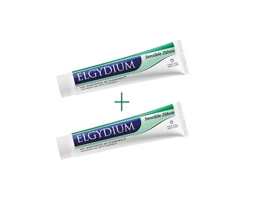 ELGYDIUM  Sensitive (1+1) ΔΩΡΟ, Απαλή οδοντόπαστα σε μορφή gel, που καθαρίζει αποτελεσματικά τα δόντια και σέβεται παράλληλα το σμάλτο των δοντιών, 2x 75 ml