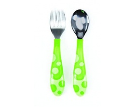 Munchkin, Παιδικό Σετ Φαγητού Πιρούνι-Κουτάλι Χρώμα Πράσινο 12m+, 2τμχ
