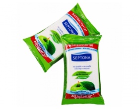 SEPTONA Αντιβακτηριδιακά Υγρά Μαντηλάκια 2+2 Πράσινο Μήλο που Εξουδετερώνει Βακτήρια και Ιους H1N1, H3N2, 4*15τμχ