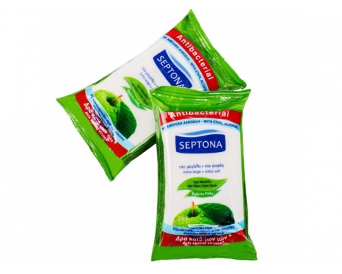 SEPTONA Αντιβακτηριδιακά Υγρά Μαντηλάκια 2+2 Πράσινο Μήλο που Εξουδετερώνει Βακτήρια και Ιους H1N1, H3N2, 4*15τμχ SEPTONA Αντιβακτηριδιακά Υγρά Μαντηλάκια 2+2 Πράσινο Μήλο που Εξουδετερώνει Βακτήρια και Ιους H1N1, H3N2, 4*15τμχ