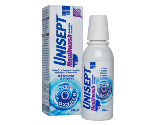Intermed Unisept Mouthwash Στοματικό Διάλυμα ειδικά σχεδιασμένο για την υγιεινή φροντίδα του στόματος 250 ml Intermed Unisept Mouthwash Στοματικό Διάλυμα ειδικά σχεδιασμένο για την υγιεινή φροντίδα του στόματος 250 ml