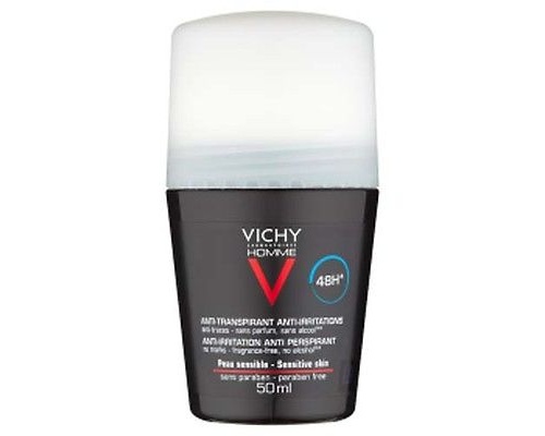 VICHY HOMME Deodorant Anti-transpirant, Αποσμητική φροντίδα για 48 ώρες για την ευαίσθητη επιδερμίδα των ανδρών 50ml