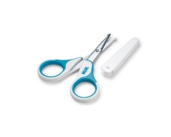 NUK Baby Nail Scissors, Ψαλιδάκι ασφαλείας με στρογγυλεμένες άκρες και προστατευτικό κάλυμμα, Κυανό, 1 τεμάχιο  NUK Baby Nail Scissors, Ψαλιδάκι ασφαλείας με στρογγυλεμένες άκρες και προστατευτικό κάλυμμα, Κυανό, 1 τεμάχιο