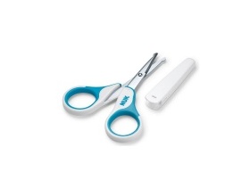 NUK Baby Nail Scissors, Ψαλιδάκι ασφαλείας με στρογγυλεμένες άκρες και προστατευτικό κάλυμμα, Κυανό, 1 τεμάχιο 
