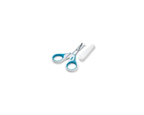 NUK Baby Nail Scissors, Ψαλιδάκι ασφαλείας με στρογγυλεμένες άκρες και προστατευτικό κάλυμμα, Κυανό, 1 τεμάχιο  NUK Baby Nail Scissors, Ψαλιδάκι ασφαλείας με στρογγυλεμένες άκρες και προστατευτικό κάλυμμα, Κυανό, 1 τεμάχιο
