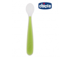 Chicco Soft Silicone Spoon 6m+, Kουτάλι σιλικόνης κατάλληλο για βρέφη μετά τους 6 μήνες (πράσινο)