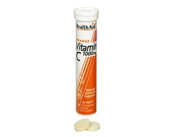 Health Aid VITAMIN C 1000mg  - Βιταμίνη C με γεύση πορτοκάλι σε αναβράζοντα δισκία 20 ταμπλέτες Health Aid VITAMIN C 1000mg  - Βιταμίνη C με γεύση πορτοκάλι σε αναβράζοντα δισκία 20 ταμπλέτες