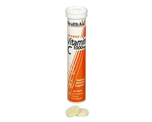 Health Aid VITAMIN C 1000mg  - Βιταμίνη C με γεύση πορτοκάλι σε αναβράζοντα δισκία 20 ταμπλέτες Health Aid VITAMIN C 1000mg  - Βιταμίνη C με γεύση πορτοκάλι σε αναβράζοντα δισκία 20 ταμπλέτες