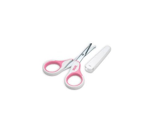 NUK Baby Nail Scissors, Ψαλιδάκι ασφαλείας με στρογγυλεμένες άκρες και προστατευτικό κάλυμμα, Ρόζ, 1 τεμάχιο