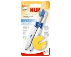NUK Training Tooth-brush Set, Εκπαιδευτικό σετ οδοντόβουρτσας για βρέφη από 6 έως 15 μηνών σετ των 2 τεμαχίων