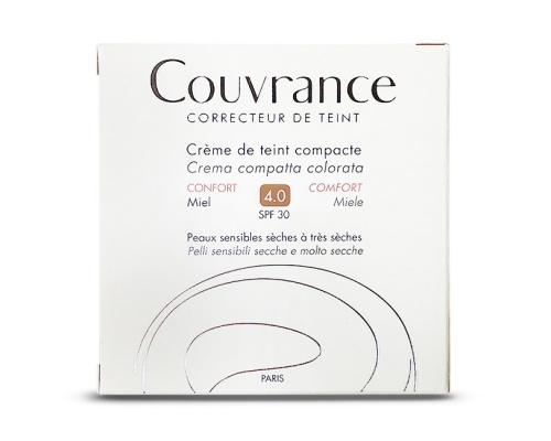Avene Eau Thermale Couvrance Creme de Teint Compacte Comfort Make Up Κρέμα Compact με Άνετη Υφή, Miel 04, κατάλληλη για το Ξηρό/ Πολύ Ξηρό & Ευαίσθητο δέρμα, 10gr 
