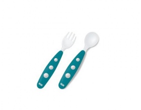 NUK Easy Learning, Εκπαιδευτικό Κουτάλι & Πιρούνι Mini, 8+m, χρώμα Τιρκουάζ, 2Τεμ