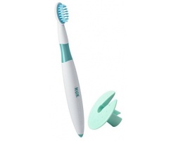 NUK Starter Toothbrush, Παιδική οδοντόβουρτσα με στρογγυλεμένο κεφάλι βούρτσας κατάλληλο για βρέφη 12-36 μηνών 1 τεμάχιο