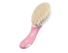 Nuk Extra Soft Baby Brush, Βούρτσα για βρέφη από μαλακές τρίχες κατσίκας, Ρόζ