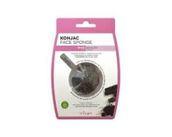 VICAN, Konjac Face Sponge Σφουγγάρι Προσώπου με Σκόνη Άνθρακα Bamboo, 1 Τμχ. 