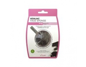 VICAN, Konjac Face Sponge Σφουγγάρι Προσώπου με Σκόνη Άνθρακα Bamboo, 1 Τμχ. 