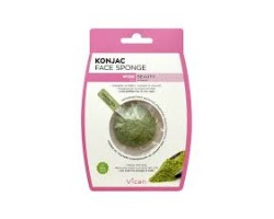 VICAN, Konjac Face Sponge Σφουγγάρι Προσώπου με Σκόνη Πράσινου Τσαγιού, 1 Τμχ. 