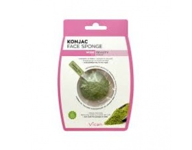 VICAN, Konjac Face Sponge Σφουγγάρι Προσώπου με Σκόνη Πράσινου Τσαγιού, 1 Τμχ. 