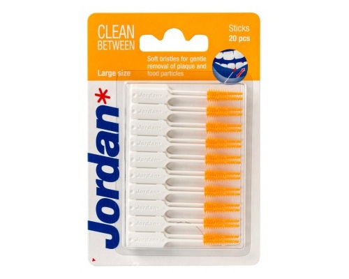 Jordan, Clean Between Sticks Orange, Μεσοδόντια Βουρτσάκια Large, 20τμχ