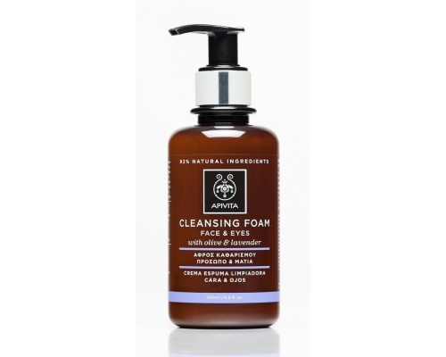 APIVITA Cleansing creamy face and eye foam Κρεμώδης αφρός καθαρισμού πρόσωπο μάτια με ελιά και λεβάντα 200 ml APIVITA Cleansing creamy face and eye foam Κρεμώδης αφρός καθαρισμού πρόσωπο μάτια με ελιά και λεβάντα 200 ml