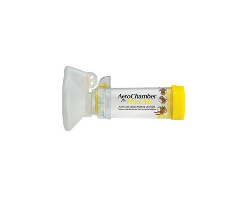 AeroChamber, Plus Flow-Vu With Medium Mask (1-5 Years), Aεροθάλαμος Eισπνοών με Mάσκα για παιδιά 1-5 ετών (με κίτρινο χρώμα) AeroChamber, Plus Flow-Vu With Medium Mask (1-5 Years), Aεροθάλαμος Eισπνοών με Mάσκα για παιδιά 1-5 ετών (με κίτρινο χρώμα)