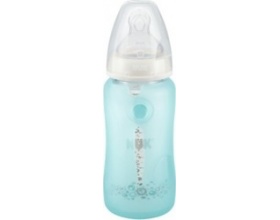 Nuk Silicone Cover for glass Bottles First Choice Κάλυμμα Σιλικόνης για μπιμπερό από γυαλί μπλέ χρώμα BPA free