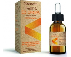 Genecom Terra D3 Oral Drops, Συμπλήρωμα διατροφής με βιταμίνη D3 (χοληκαλσιφερόλη),30ml 