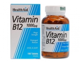 Health Aid Vitamin B12 1000mg, Συμπλήρωμα Διατροφής για την Καλή Λειτουργία του Νευρικού Συστήματος, 100 tabs