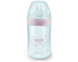 Nuk Nature Sense,Πλαστικό Μπιμπερό (10.825.622.) Με Θηλή Σιλικόνης (0-6 μηνών) Small,Χρώμα Ρόζ, 150ml.