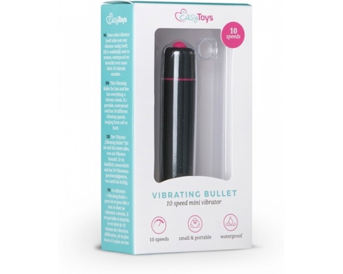 EasyToys Vibrating Bullet mini Δονητής με 10 λειτουργίες δόνησης χρώμα μαύρο 1 τμχ 