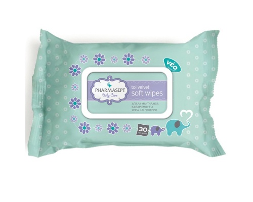 Tol Velvet Pharmasept Baby Soft Wipes Παιδικά μαντηλάκια χωρίς οινόπνευμα για τα χέρια & το πρόσωπο 30τμχ Tol Velvet Pharmasept Baby Soft Wipes Παιδικά μαντηλάκια χωρίς οινόπνευμα για τα χέρια & το πρόσωπο 30τμχ