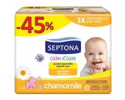 Septona, Calm n Care, Μωρομάντηλα Sensitive με Χαμομήλι, 2+1 ΔΩΡΟ των 64 τεμαχίων Septona, Calm n Care, Μωρομάντηλα Sensitive με Χαμομήλι, 2+1 ΔΩΡΟ των 64 τεμαχίων