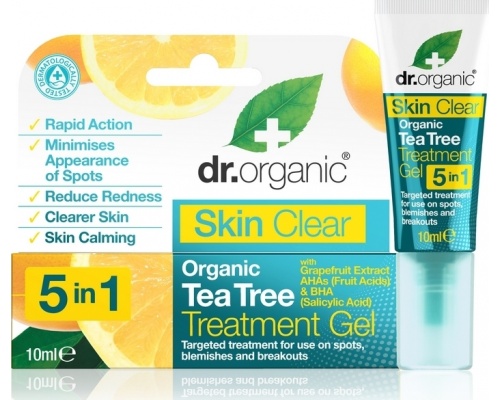Dr Organic Skin Clear Organic Tea Tree Treatment Gel  Mειώνει τις κηλίδες & τα μαύρα στίγματα 10ml  Dr Organic Skin Clear Organic Tea Tree Treatment Gel  Mειώνει τις κηλίδες & τα μαύρα στίγματα 10ml