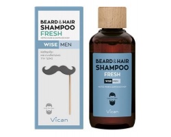 Vican Wise Men Beard & Hair Shampoo Fresh Kαθαρίζει σε βάθος τα γένια αφήνοντάς τα μαλακά, ενώ παράλληλα θρέφει και προστατεύει την τρίχα 200ml 