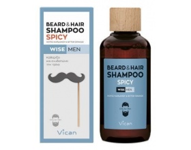 Vican Wise Men Beard & Hair Shampoo Spicy  καθαρίζει σε βάθος τα γένια αφήνοντάς τα μαλακά, ενώ παράλληλα θρέφει και προστατεύει την τρίχα 200ml 