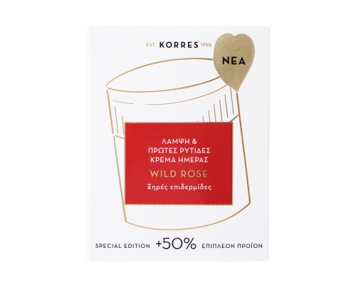 KORRES Wild Rose Brightening & First Wrinkles Day Cream Κρέμα για λάμψη Άγριο Τριαντάφυλλο για ξηρές επιδερμίδες 60ml 