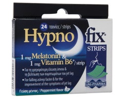 Uni-Pharma Hypno Fix Strips Συμπλήρωμα διατροφής για την γρηγορότερη έλευση ύπνου 24 ταινίες  