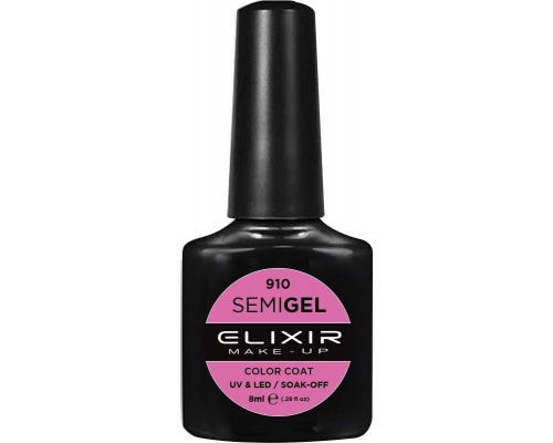 Elixir semigel uv/led, Ημιμόνιμο βερνίκι no910 Rose Pink, 8ml
