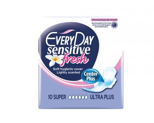 Every Day Sensitive Fresh Center Plus, Σερβιέτες Super Ultra Plus, 10τμχ Every Day Sensitive Fresh Center Plus, Σερβιέτες Super Ultra Plus, 10τμχ